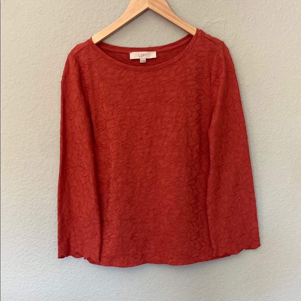 LOFT Red Boxy Sweatshirt Hoodie